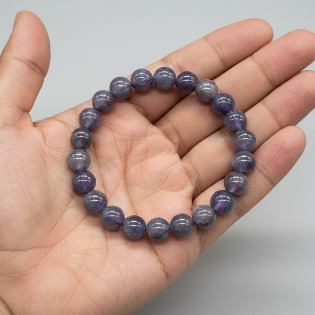 Iolite Bead Bracelet, 5-9mm, held in hand