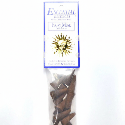 Ivory Musk Incense Cones by Escential Essences, 16 Cones