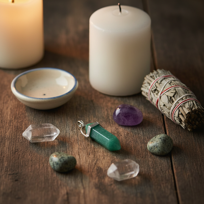 Jade Double-Terminated Pendant, styled on altar