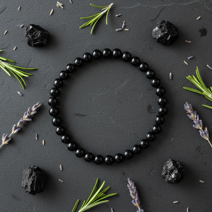 Jet Gemstone Bracelet, 4mm Size, alternate view