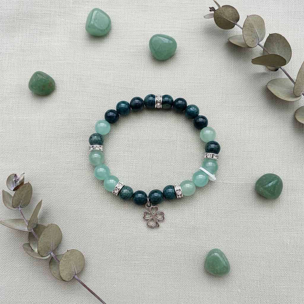 Kambaba Jasper and Green Aventurine Bracelet, 8mm, alternate view