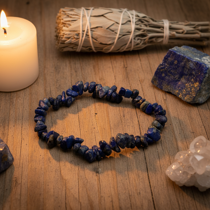 Lapis Lazuli Chip Bracelet, 3 1/8", styled on altar