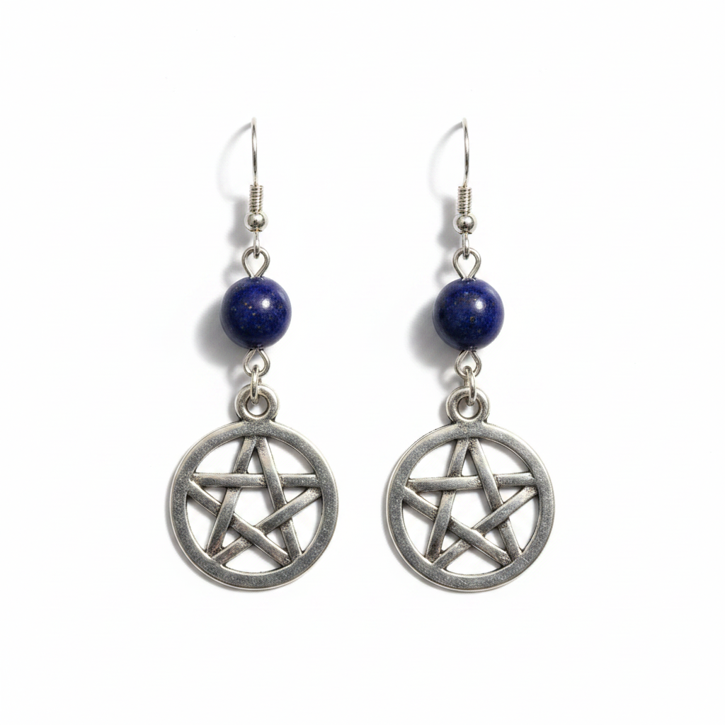 Lapis Pentagram Earrings