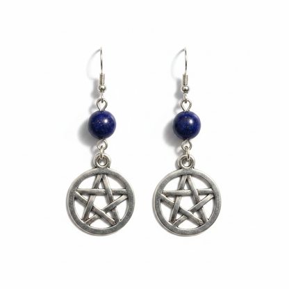 Lapis Pentagram Earrings