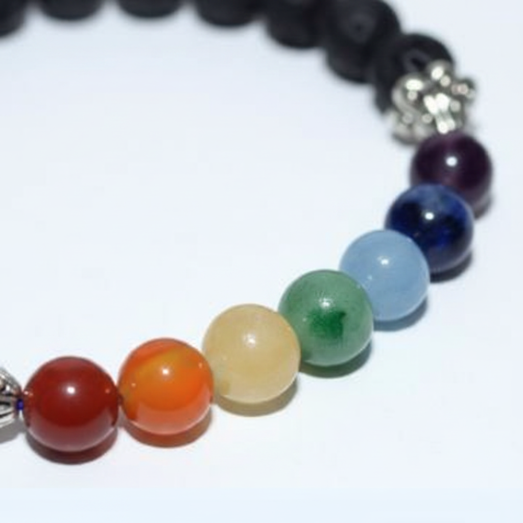 Lava Chakra Bracelet, 8mm Beads, detail view