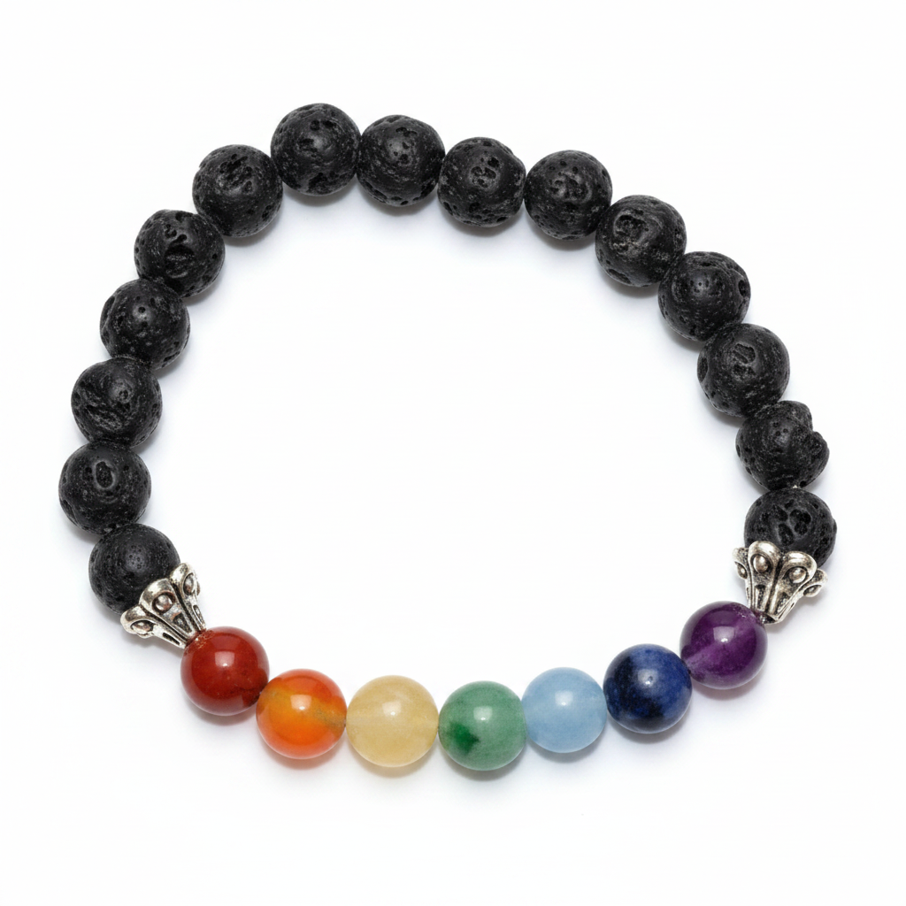 Lava Chakra Bracelet, 8mm Beads