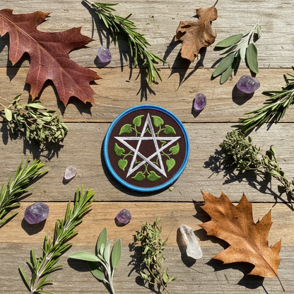 Leafy Pentagram Patch 3", alternate view