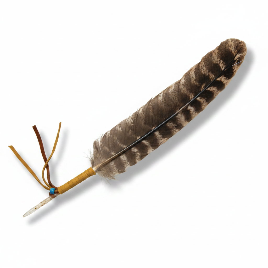 Leather Wrapped Smudging Feather, 12 Inch
