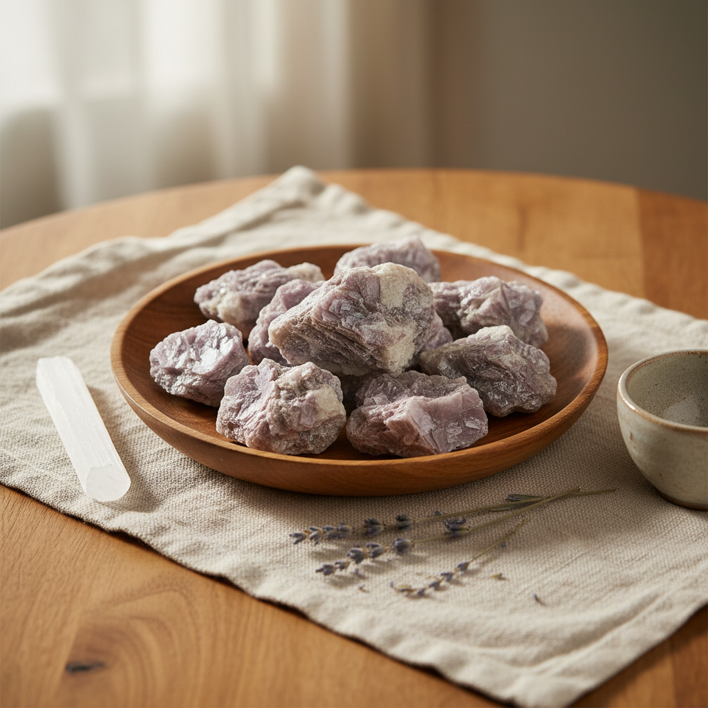 Lepidolite Flat — Altar Cloth Scene
