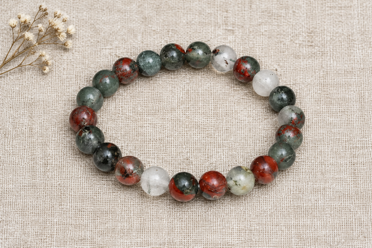Linen flat-lay bracelet draft