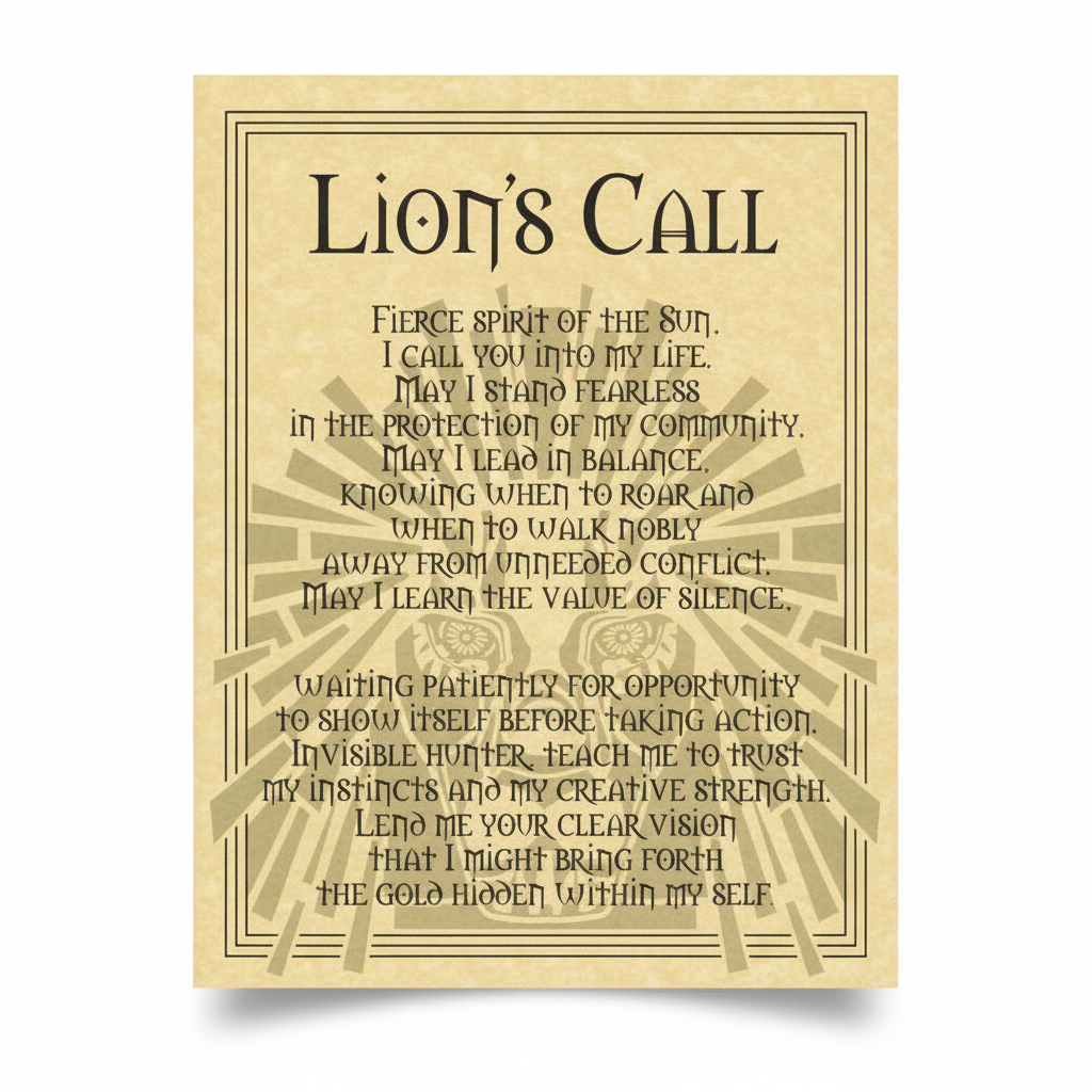 Lion Prayer Poster by AzureGreen, 8.5 x 11 Inches