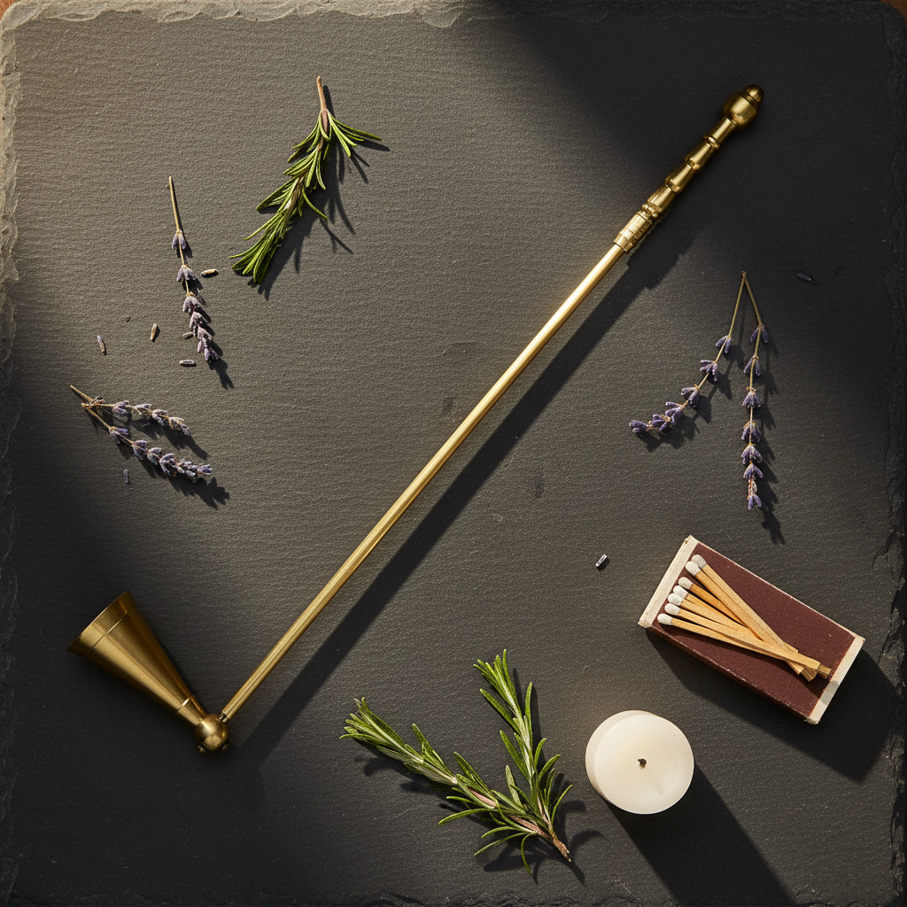 Long Brass Candle Snuffer, alternate view