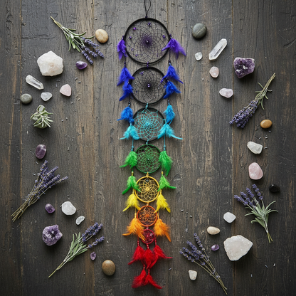 Long Chakra Dreamcatcher, 55 Inches, alternate view