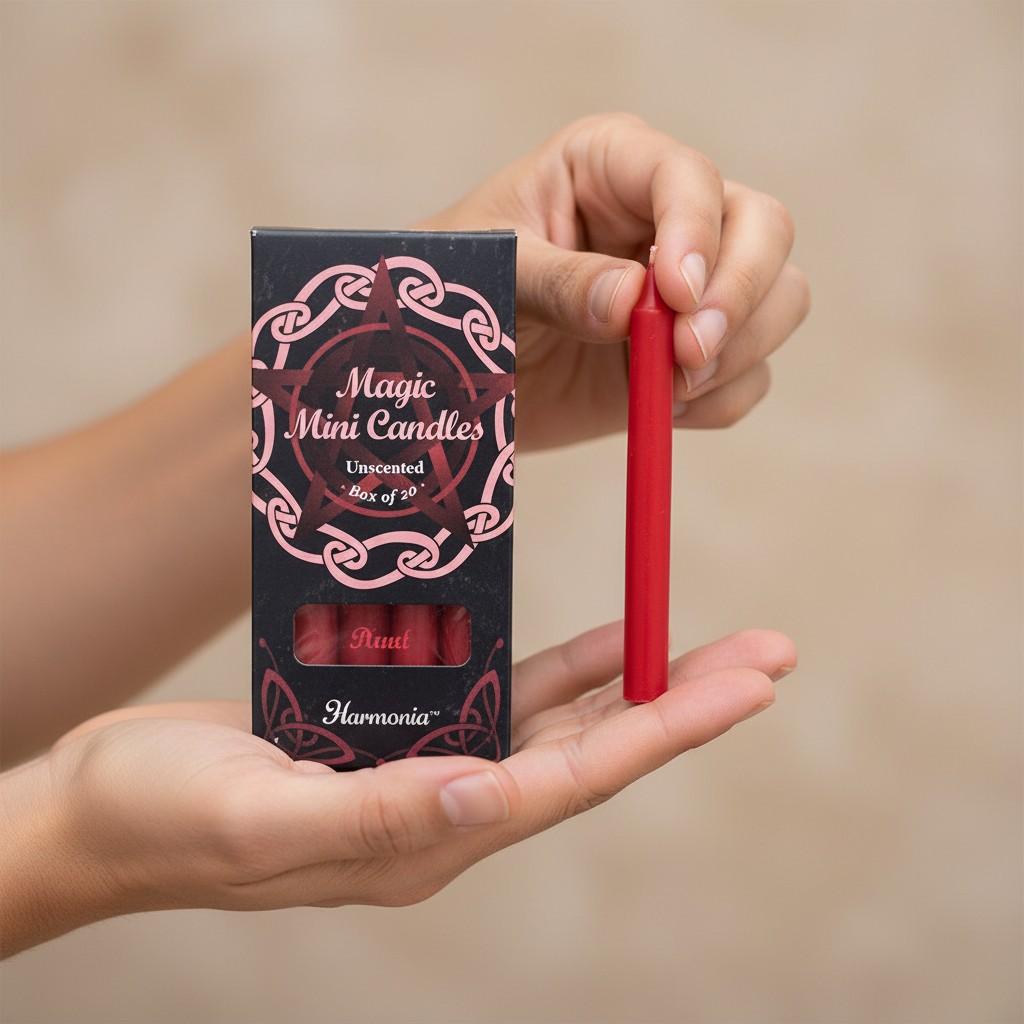 Long Red Chime Candles, Set of 20, held in hand