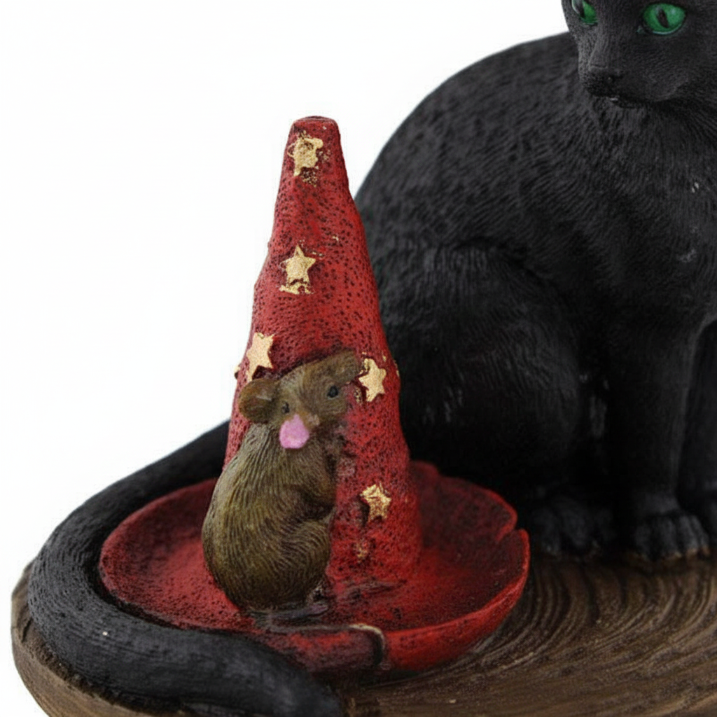 Magical Cat & Mouse Incense Holder, detail view