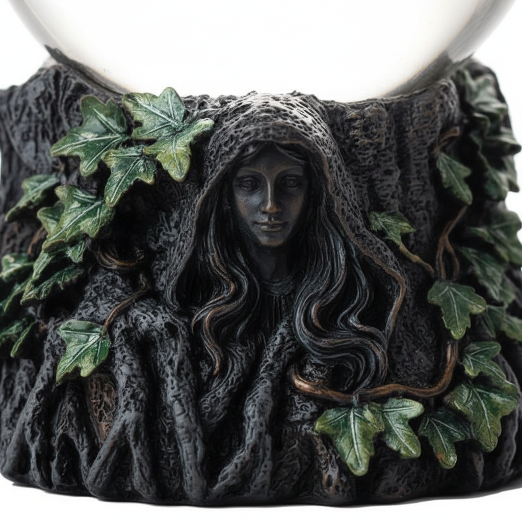 Maiden, Mother, Crone Gazing Ball, 100mm, detail view