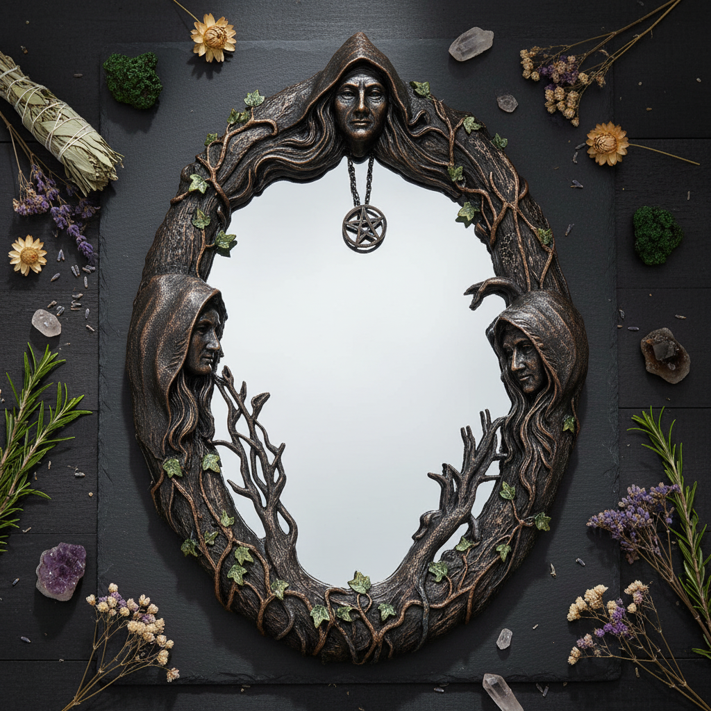 Maiden, Mother, Crone Wall Mirror, 17 Inches, alternate view