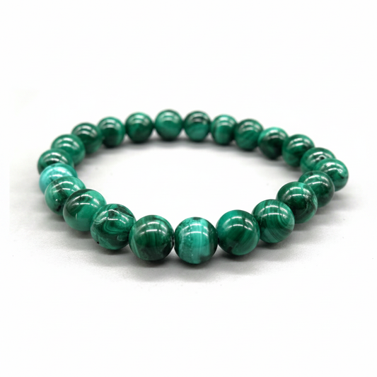 Malachite Bracelet, 8mm Beads