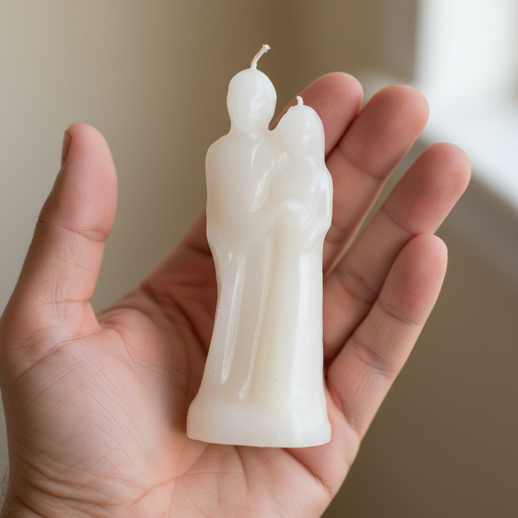 Marriage White Candle 6" – held in hand