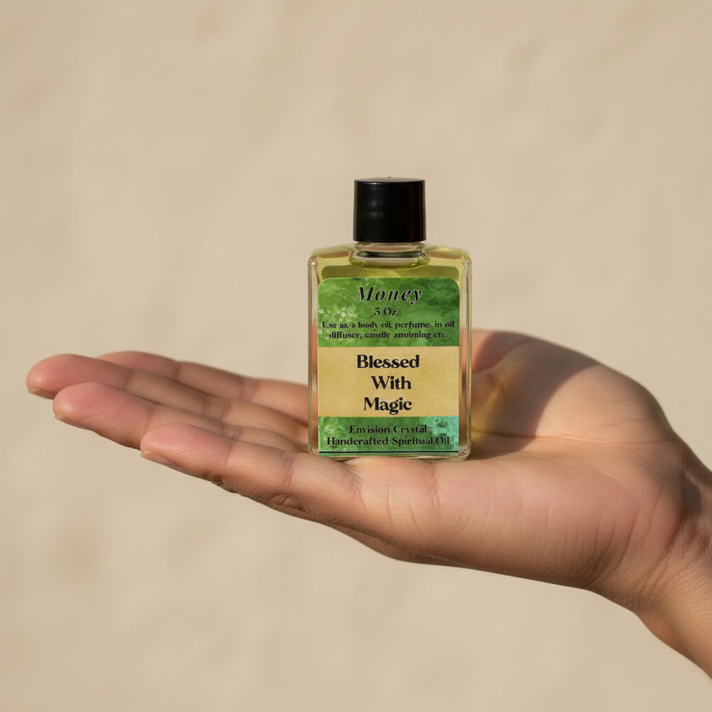 Money 4 Dram Anointing Oil, held in hand