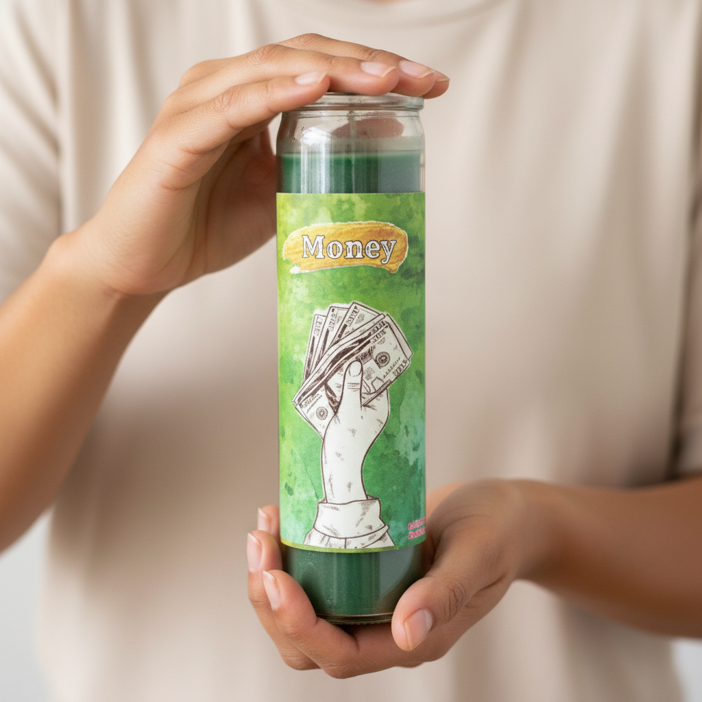 Money Aromatic Jar Candle, held in hand