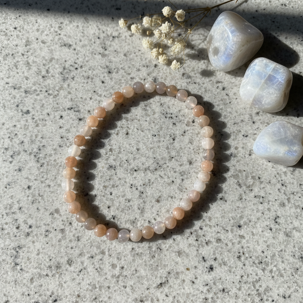 Moonstone Beaded Bracelet, 4mm, alternate view