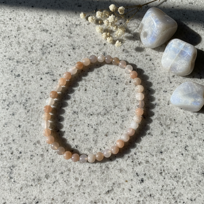 Moonstone Beaded Bracelet, 4mm, alternate view