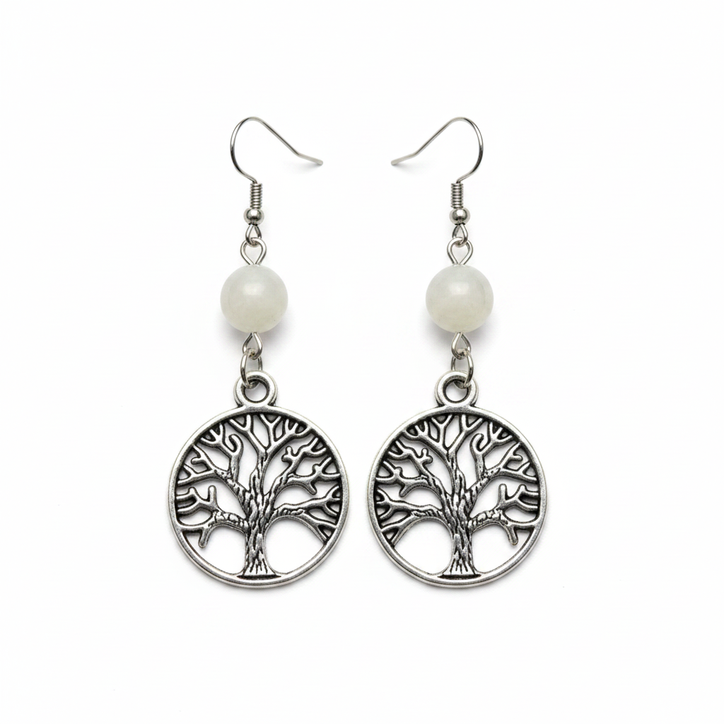 Moonstone Tree of Life Earrings