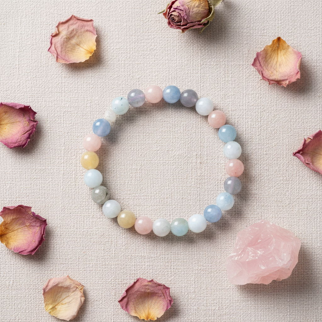 Morganite Crystal 6-8mm Bracelet, alternate view