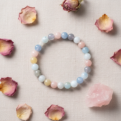 Morganite Crystal 6-8mm Bracelet, alternate view