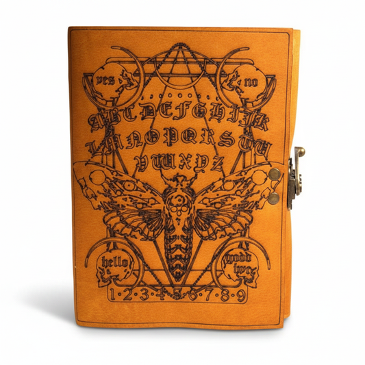 Moth and Ouija Board Leather Journal with Latch
