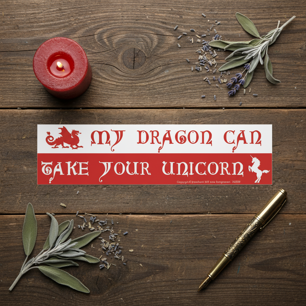 My Dragon Can Take Your Unicorn Bumper Sticker, alternate view