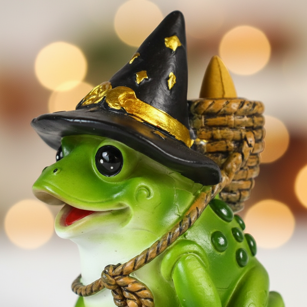 Mystical Frog Backflow Incense Burner, detail view