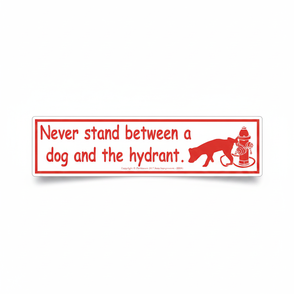 Never Stand Between a Dog and the Hydrant Bumper Sticker