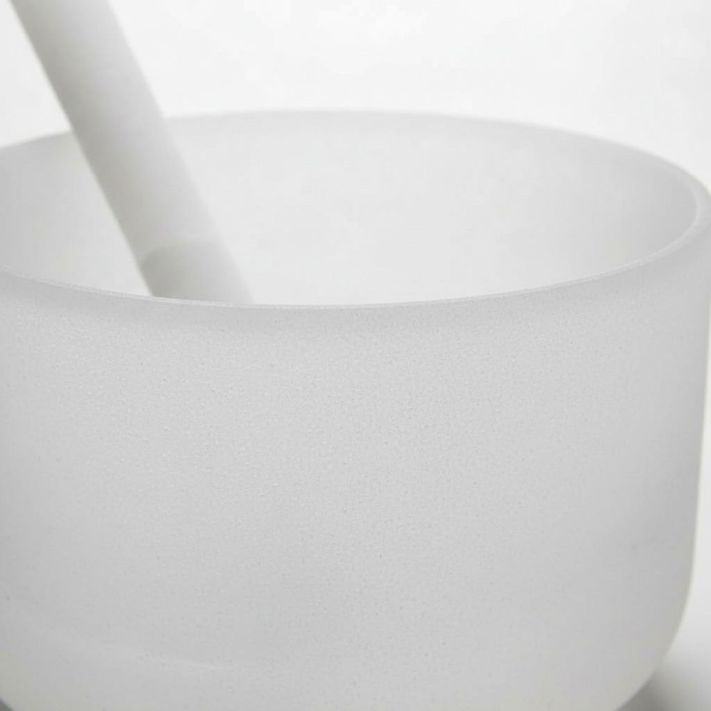 Off White Crystal Singing Bowl, 8 Inch, detail view