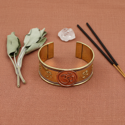 Om Copper Bracelet – Flat Lay