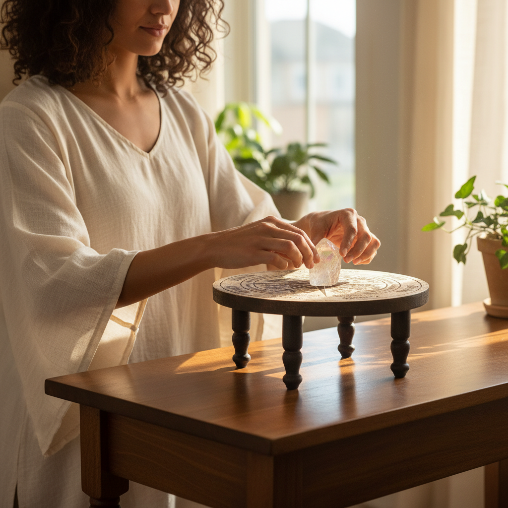 Pagan Calendar Altar Table, shown in use