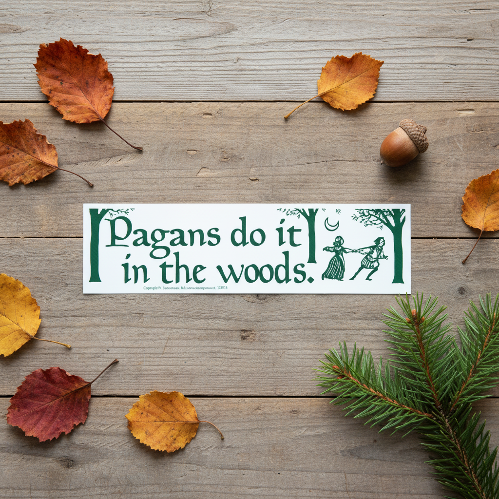 Pagans Do It In The Woods Bumper Sticker, alternate view