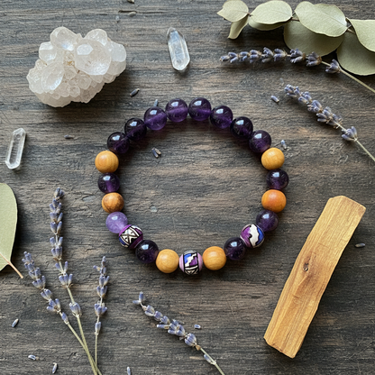 Palo Santo Amethyst Bracelet 8mm, alternate view