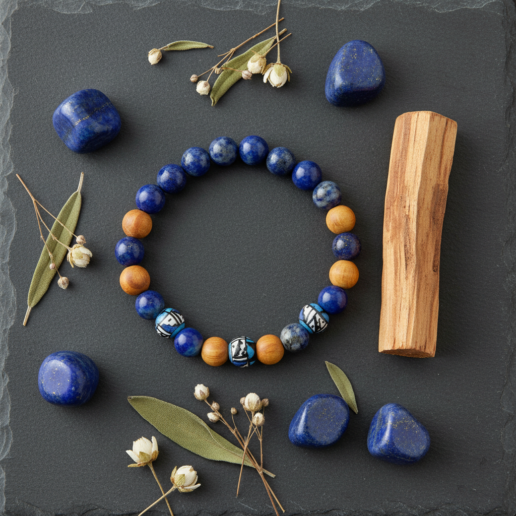 Palo Santo Lapis Bracelet, 8mm, alternate view