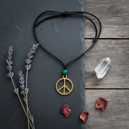 Peace Sign Gold Amulet, 1", alternate view