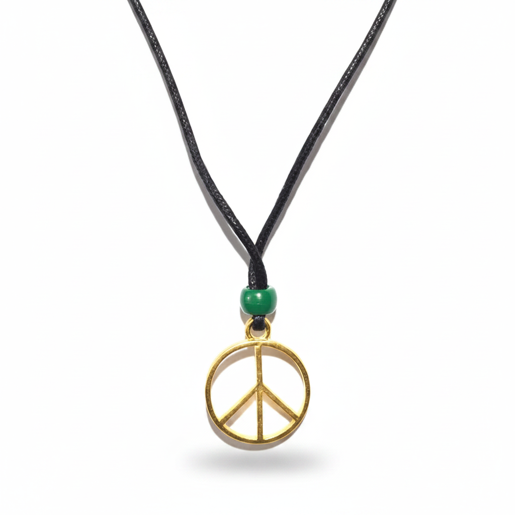 Peace Sign Gold Amulet, 1"