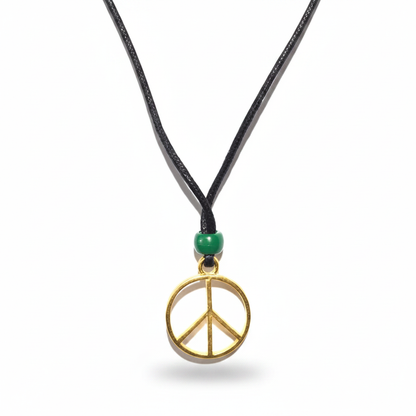 Peace Sign Gold Amulet, 1"