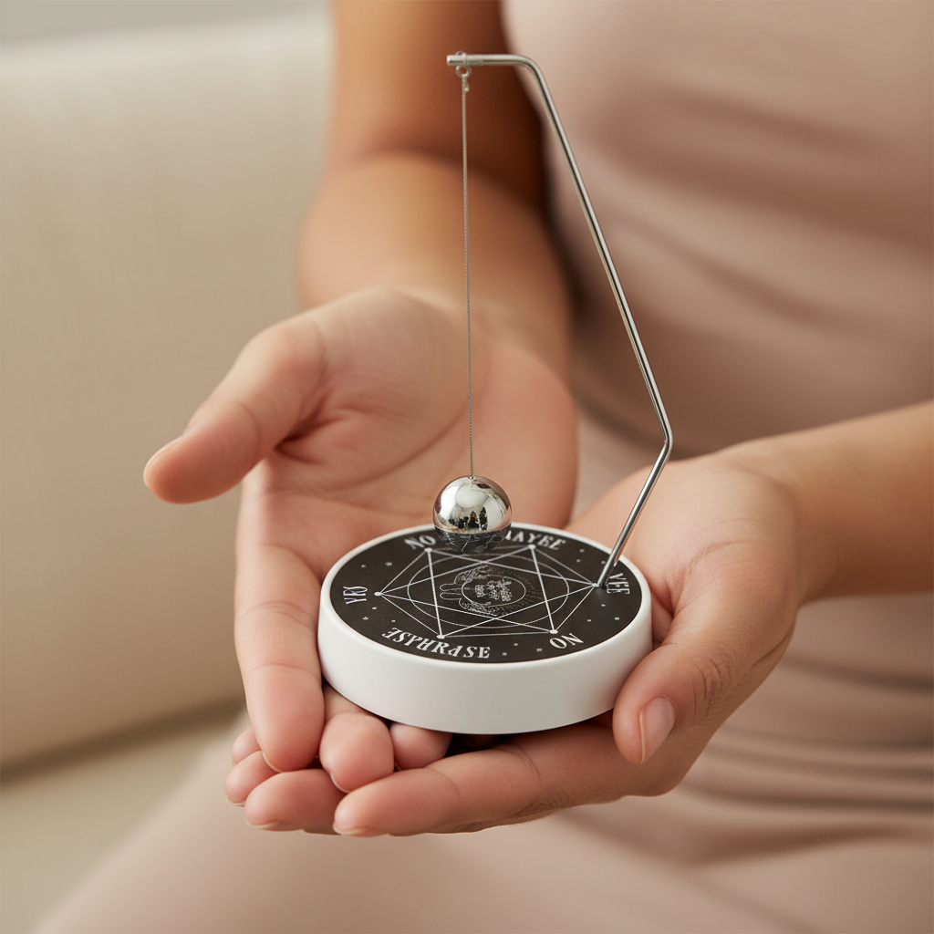 Pendulum Decision Maker, held in hand