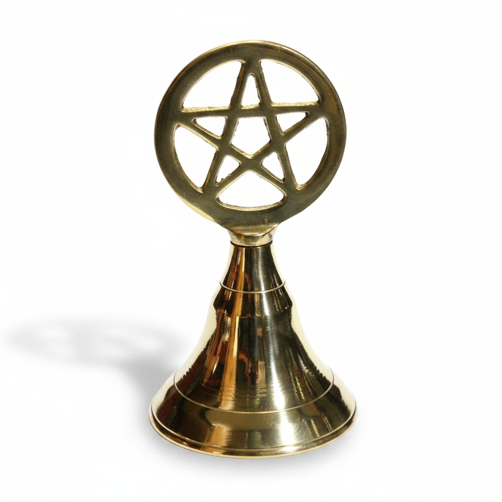 Pentagram Brass Altar Bell, 4"