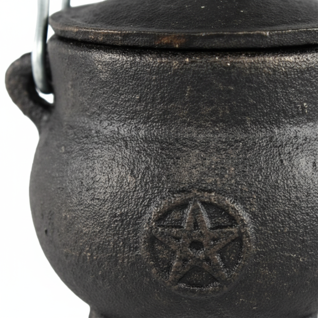 Pentagram Cast Iron Cauldron, 3 Inches, detail view