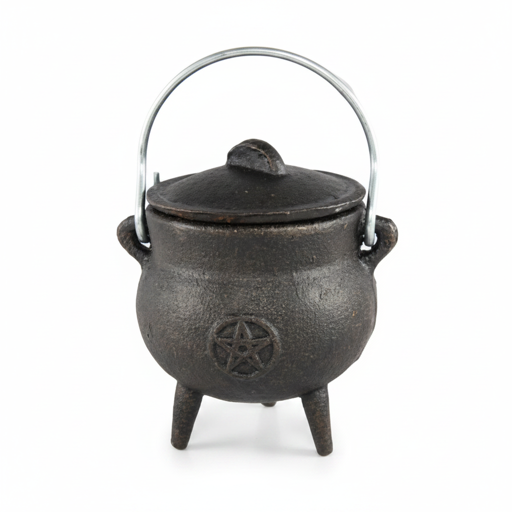 Pentagram Cast Iron Cauldron, 3 Inches