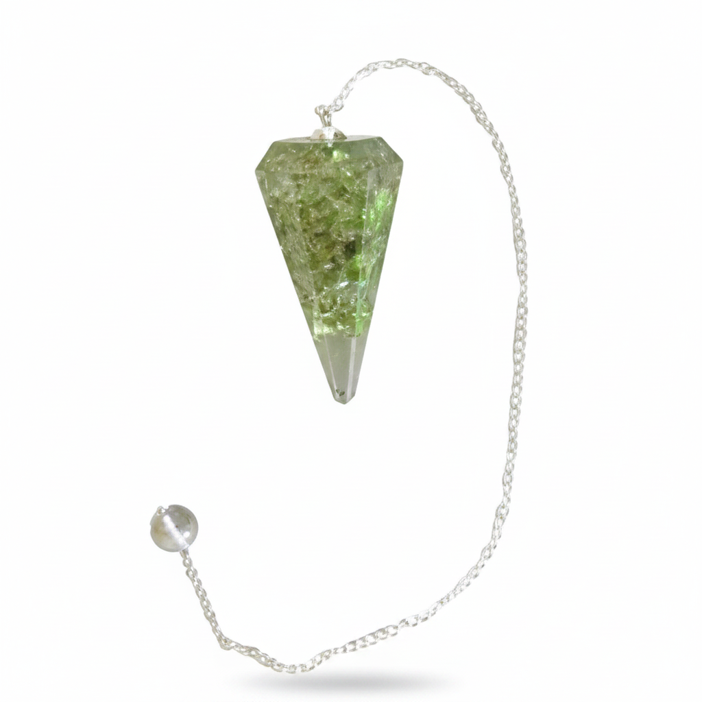 Peridot Orgone Pendulum, 6 Sided