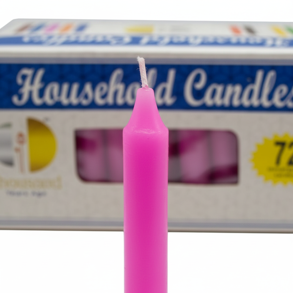 Pink 4" Household Candles, Set of 72, detail view