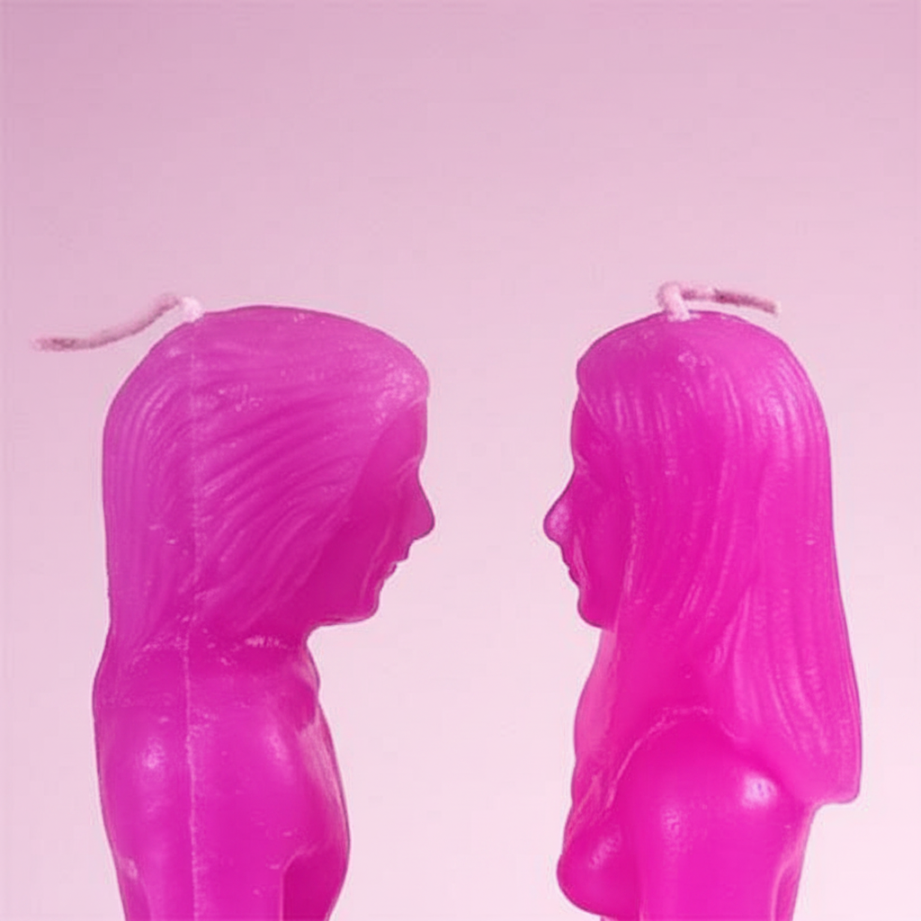 Pink Face to Face Candle detail